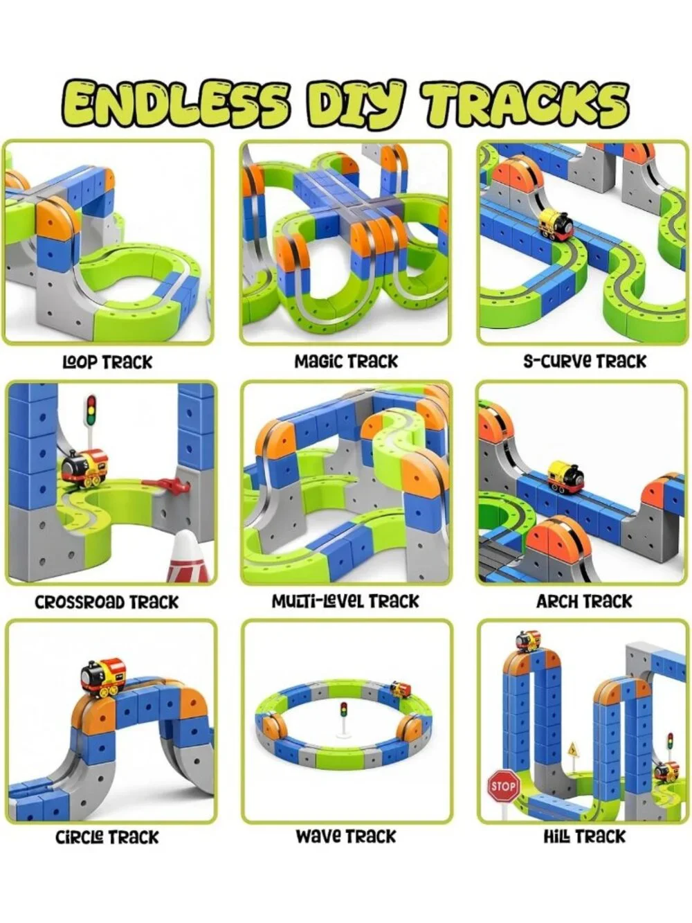 126 PCS Magnetic Train Set - 3D DIY Building Toy, USB Rechargeable Electric